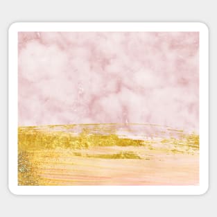 Golden painted pink marble Sticker